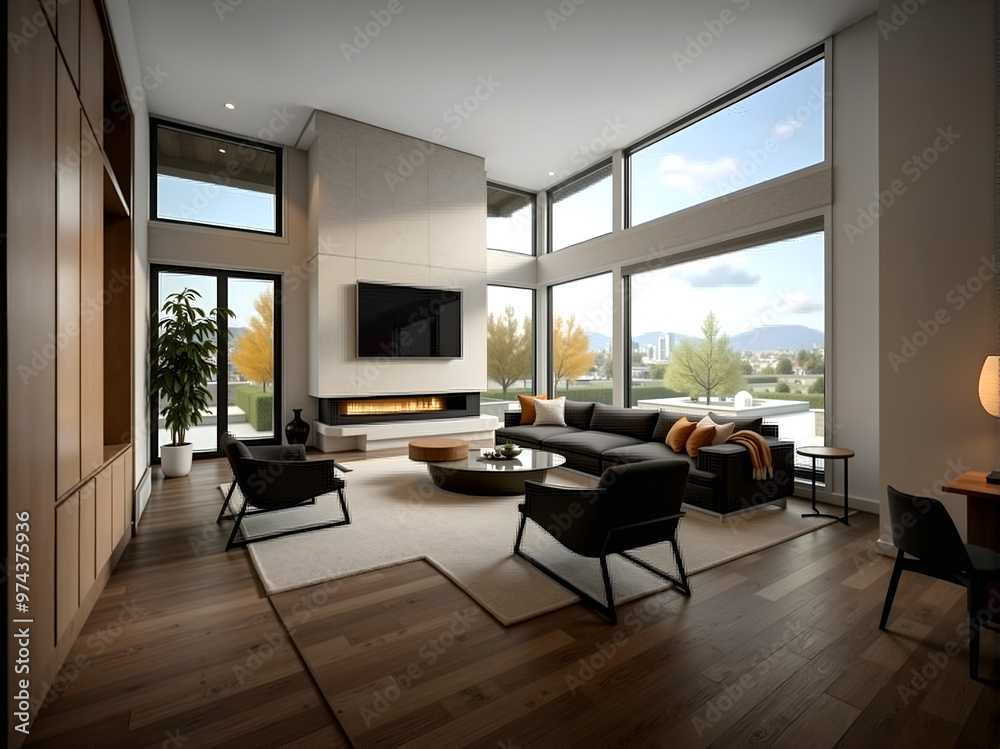 Fototapeta premium Comfortable and beautiful living room interior design