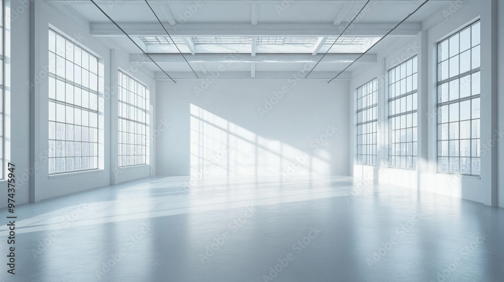 Blank white studio. White background studio. Generative AI. Blank white studio. White background studio. Generative AI.