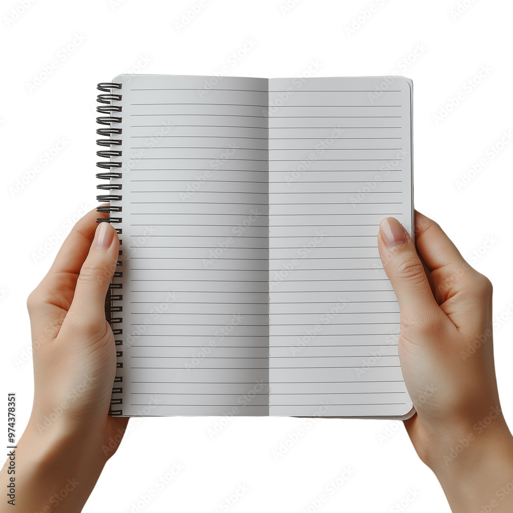 Woman's hand holding blank paper on transparent background. Woman's hand holding blank paper on transparent background.