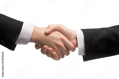 Two hands clasp together in a firm handshake, symbolizing a deal struck and a partnership formed