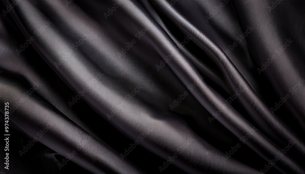 Obraz premium Elegant black satin fabric with a subtle sheen and rich color