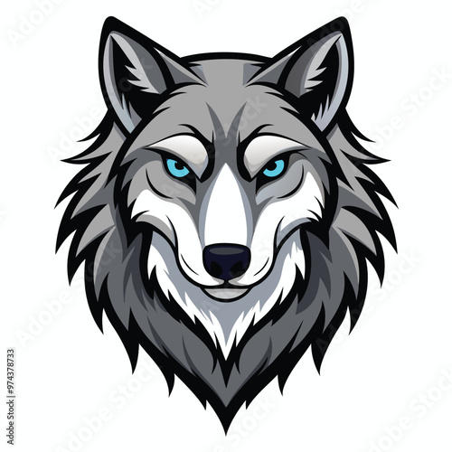Print Handsome Wolf Clipart Vector Illustration in Detailed Style for Graphic Design and Art Projects