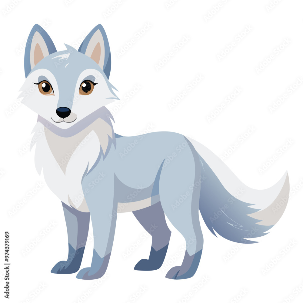 Obraz premium Print Handsome Arctic Fox Clipart Vector Illustration in Minimalist Style Featuring Graceful Winter Animal Design