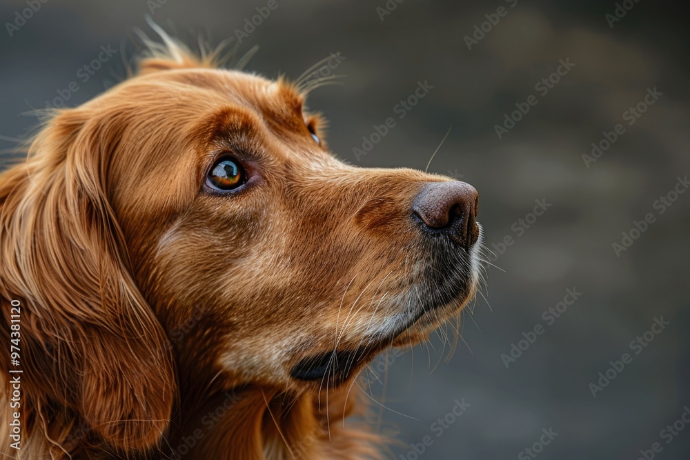 Brown dog looks lovingly at its owner Brown dog looks lovingly at its owner