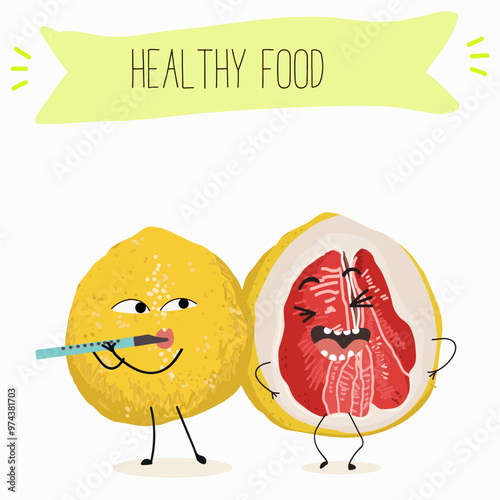 Pomelo fruit, tropical exotic citrus, vector isolated food icon, funny character. Pummelo or shaddock fruits , tropic farm juicy exotic fruits harvest, sweet fruity dessert. Hand drawn vector.