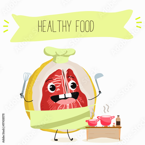 Pomelo fruit, tropical exotic citrus, vector isolated food icon, funny character. Pummelo or shaddock fruits , tropic farm juicy exotic fruits harvest, sweet fruity dessert. Hand drawn vector.