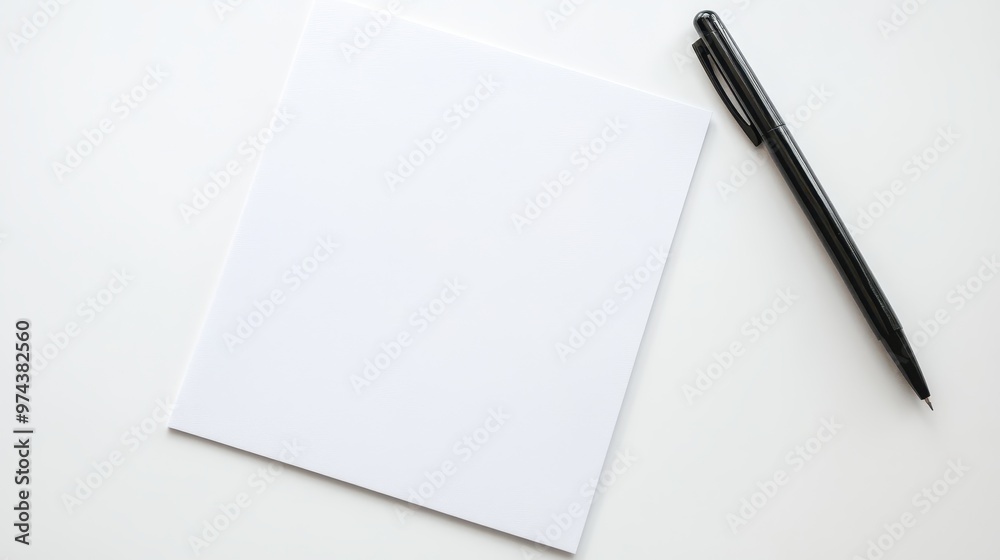 Blank Sheet of Paper and Pen on a White Background Blank Sheet of Paper and Pen on a White Background
