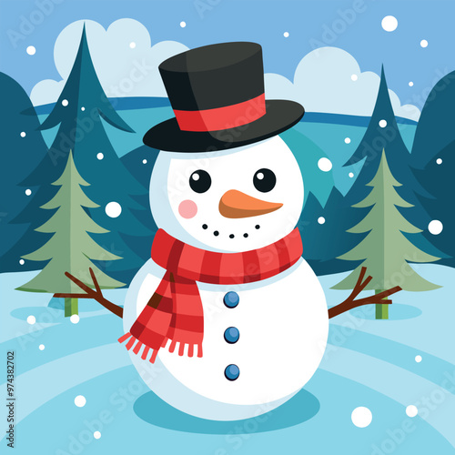 Christmas winter background with snow and blurred bokeh. Merry Christmas and happy new year greeting card with copy-space