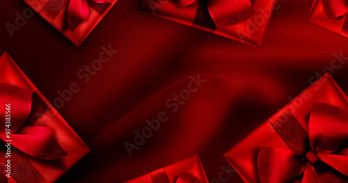 Rotes Geschenk mit Schleife vor Rotem Hintergrund