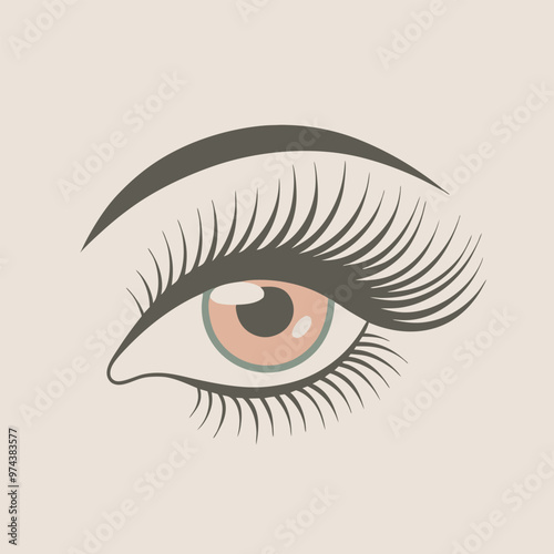 a black eye with long full lashes on white background.