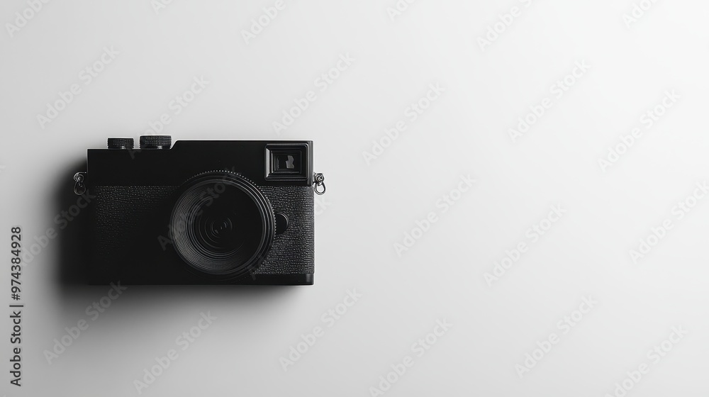 Minimalist Retro Camera on Simple White Background Minimalist Retro Camera on Simple White Background