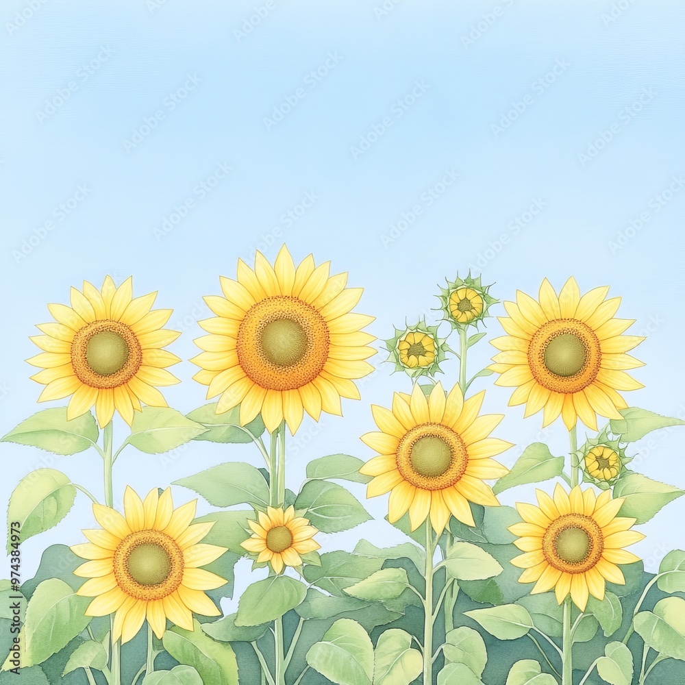 A vibrant field of sunflowers against a clear blue sky, perfect for capturing the essence of summer and nature's beauty. A vibrant field of sunflowers against a clear blue sky, perfect for capturing the essence of summer and nature's beauty.