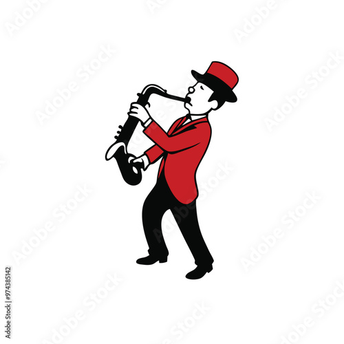 a man playing a Saxophonist Vector Vector Art,