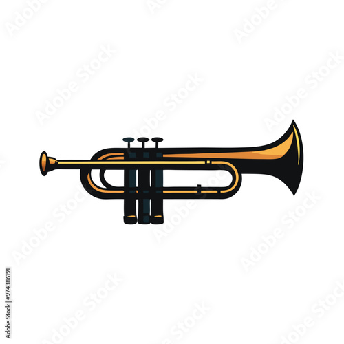 a Trumpet Icon of Silhouette Style Illustration of Musical icon, 