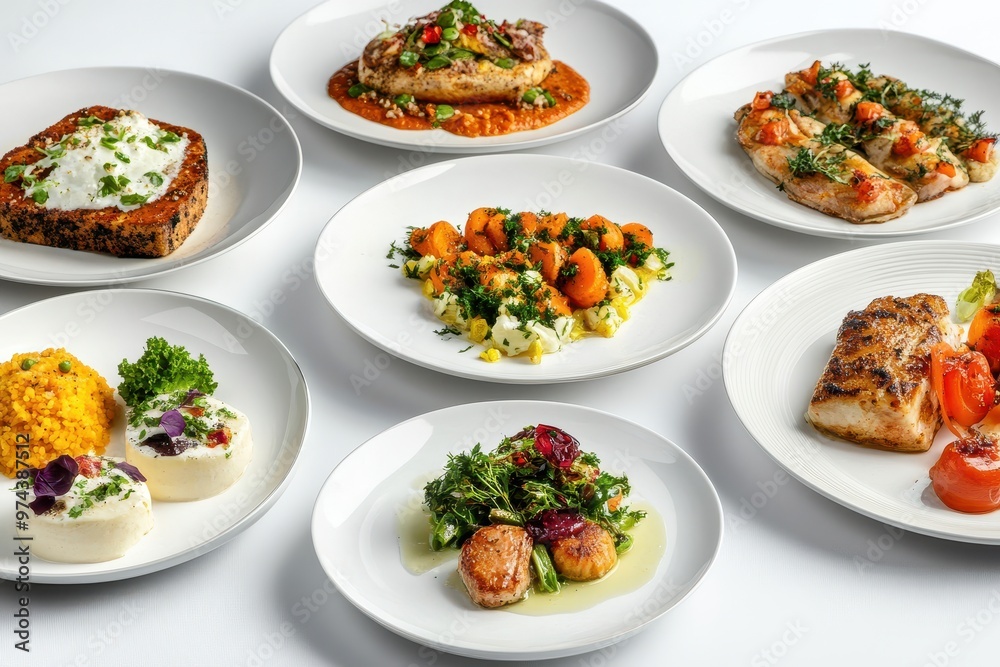 A variety of beautifully plated dishes showcasing diverse ingredients and flavors. A variety of beautifully plated dishes showcasing diverse ingredients and flavors.