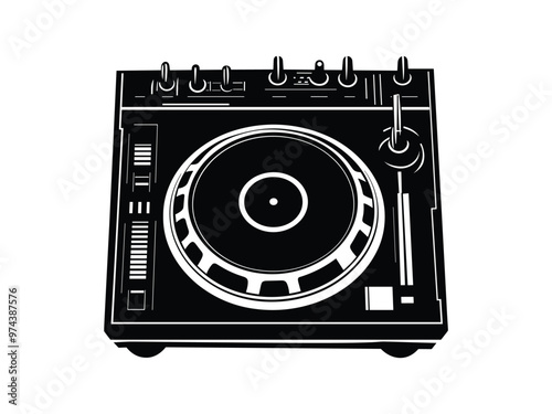 DJ Equipment Silhouette | Podcast Day Graphic | Trending Music Production Vector.