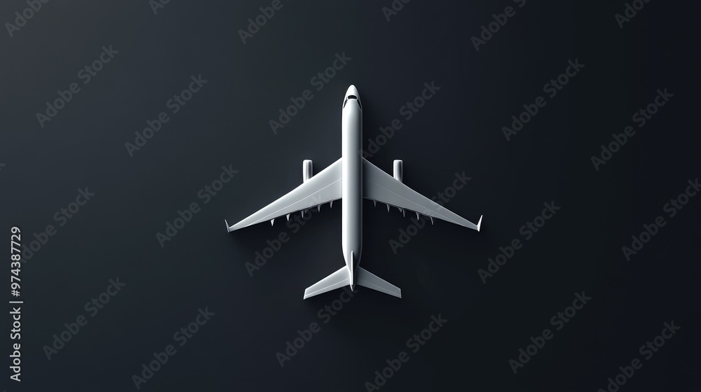 A modern airplane logo design in white, standing out against a dark background, with clean lines and futuristic style A modern airplane logo design in white, standing out against a dark background, with clean lines and futuristic style