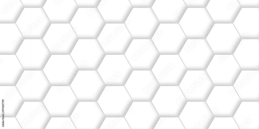Honeycomb geometric white grid emboss hexagonal background. Vector abstract 3d white hexagon realistic mesh web cell hexagon honeycomb texture. Honeycomb geometric white grid emboss hexagonal background. Vector abstract 3d white hexagon realistic mesh web cell hexagon honeycomb texture.