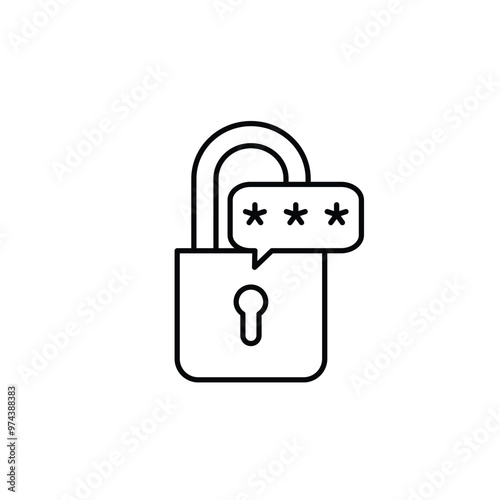 pasword lock thin outline icon vector design good for web or mobile app