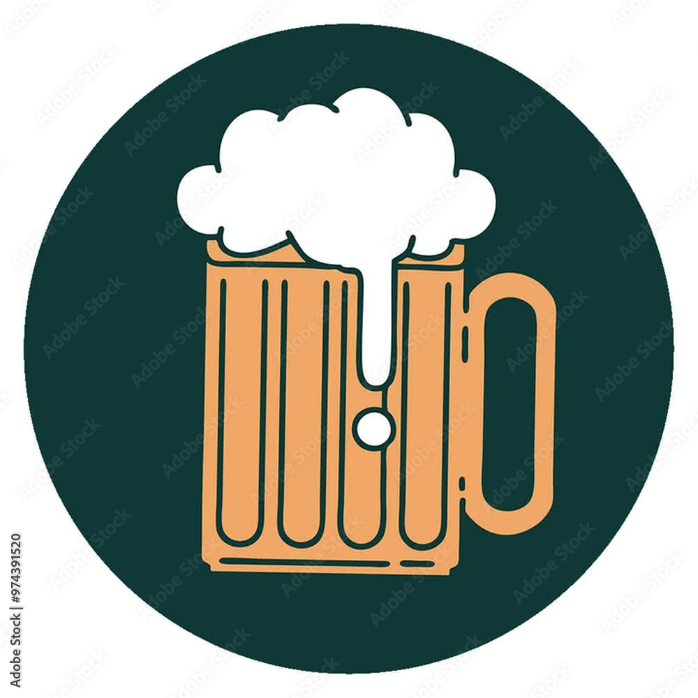 iconic tattoo style image of a beer tankard iconic tattoo style image of a beer tankard