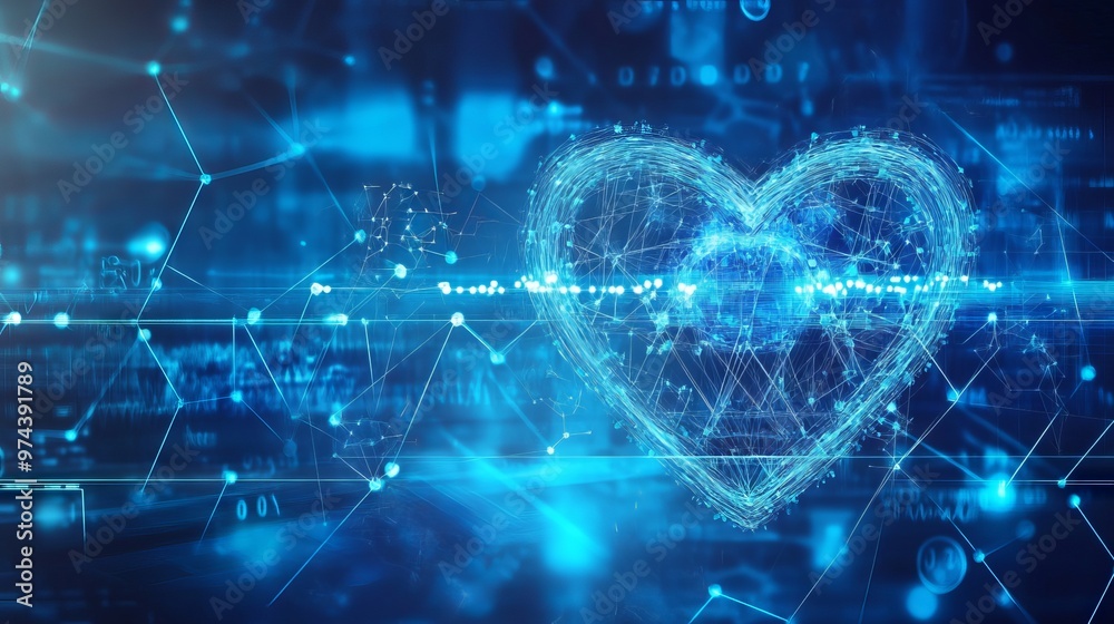 Heart Beats with medical background , service health and medical technology concept Heart Beats with medical background , service health and medical technology concept
