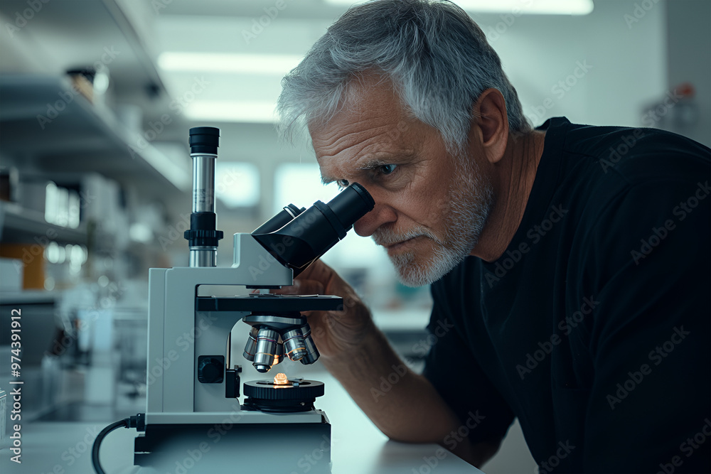 Doctor in laboratory looking through microscope Doctor in laboratory looking through microscope