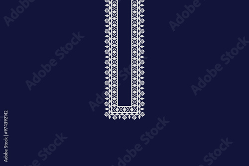 Neckline embroidery design for cloth fabric and textile