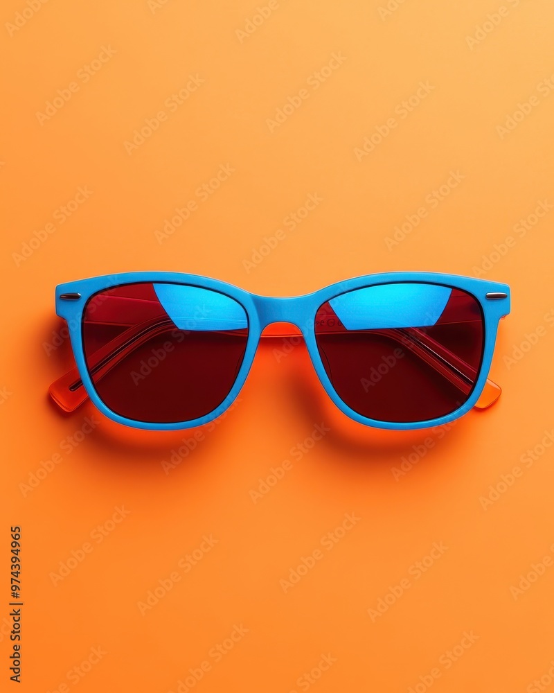 Vibrant sunglasses with colorful frames resting on an bright orange background, perfect for summer vibes and fashion. Vibrant sunglasses with colorful frames resting on an bright orange background, perfect for summer vibes and fashion.