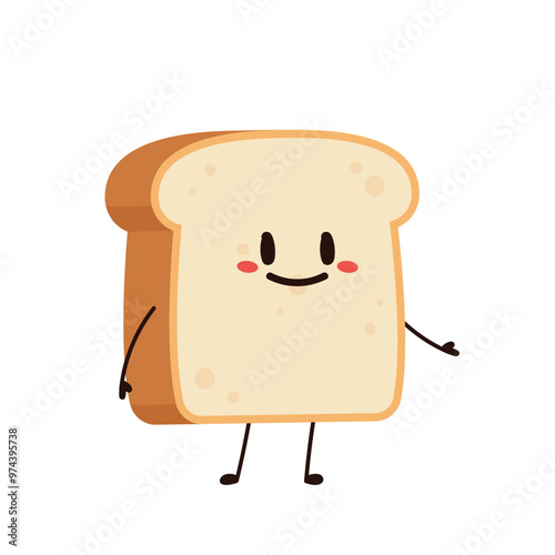Cute happy toast. Vector cartoon character illustration icon design. Isolated on white background. Bread character design.