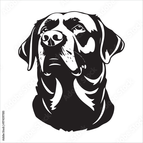 Labrador Retriever dog head vector illustration isolated on white background.