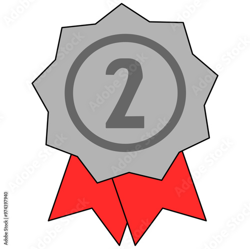 second place silver medal with ribbon