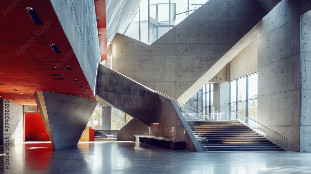 Obraz premium Striking Modern Architecture with Dramatic Staircases