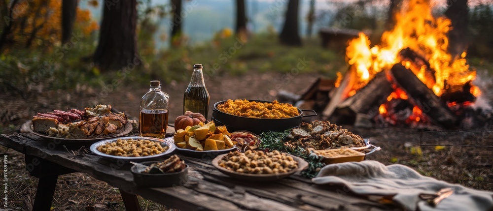 Autumn Forest Campfire Feast in the Woods Autumn Forest Campfire Feast in the Woods