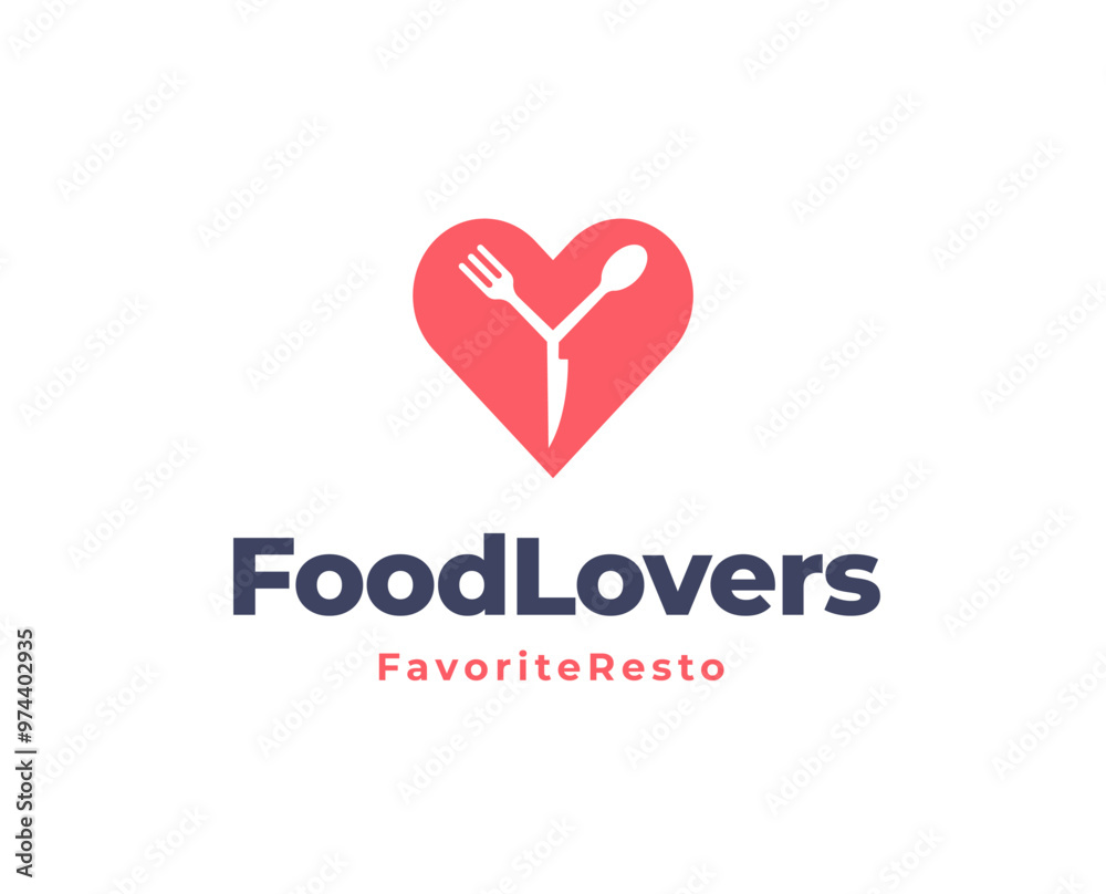 Fork and spoon with love shape logo icon design for restaurant logo template vector illustration Fork and spoon with love shape logo icon design for restaurant logo template vector illustration