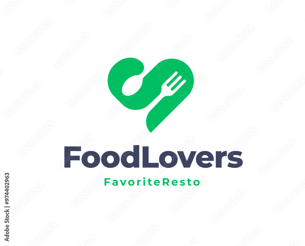 Fork and spoon with love shape logo icon design for restaurant logo template vector illustration Fork and spoon with love shape logo icon design for restaurant logo template vector illustration