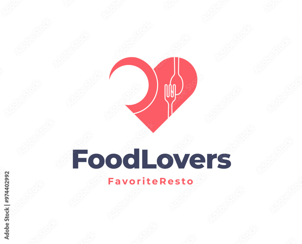 Fork spoon and plate with love shape logo icon for restaurant logo template vector illustration Fork spoon and plate with love shape logo icon for restaurant logo template vector illustration