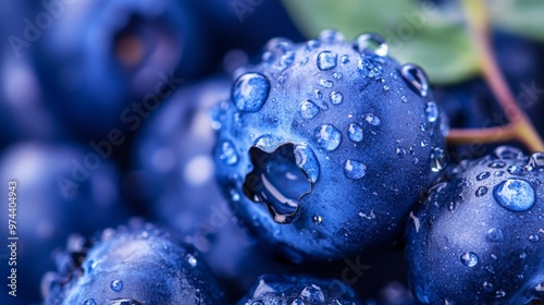 Macro Photography of Dewy Blueberries, Capturing the Essence of Freshness and Detail