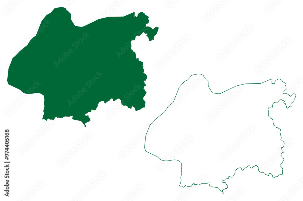 Obraz premium Jaisalmer district (Rajasthan State, Republic of India) map vector illustration, scribble sketch Jaisalmer map