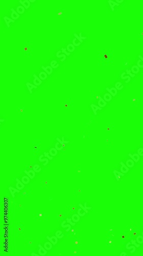 Golden confetti falling animation for party celebrations on green screen. Pop confetti party popper against chromakey.