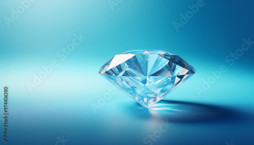 Diamond, on bright blue background. Marketing and commercial concept banner with copy space