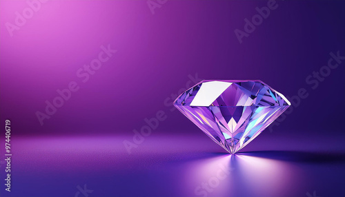 Diamond, on bright blue background. Marketing and commercial concept banner with copy space