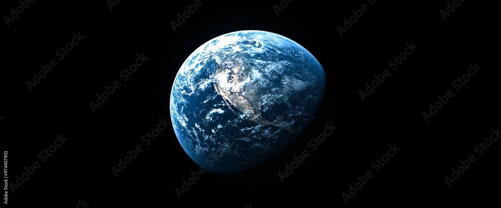 Blue Planet Earth Viewed From Space With Visible Continents and Clouds During Twilight Hours Blue Planet Earth Viewed From Space With Visible Continents and Clouds During Twilight Hours
