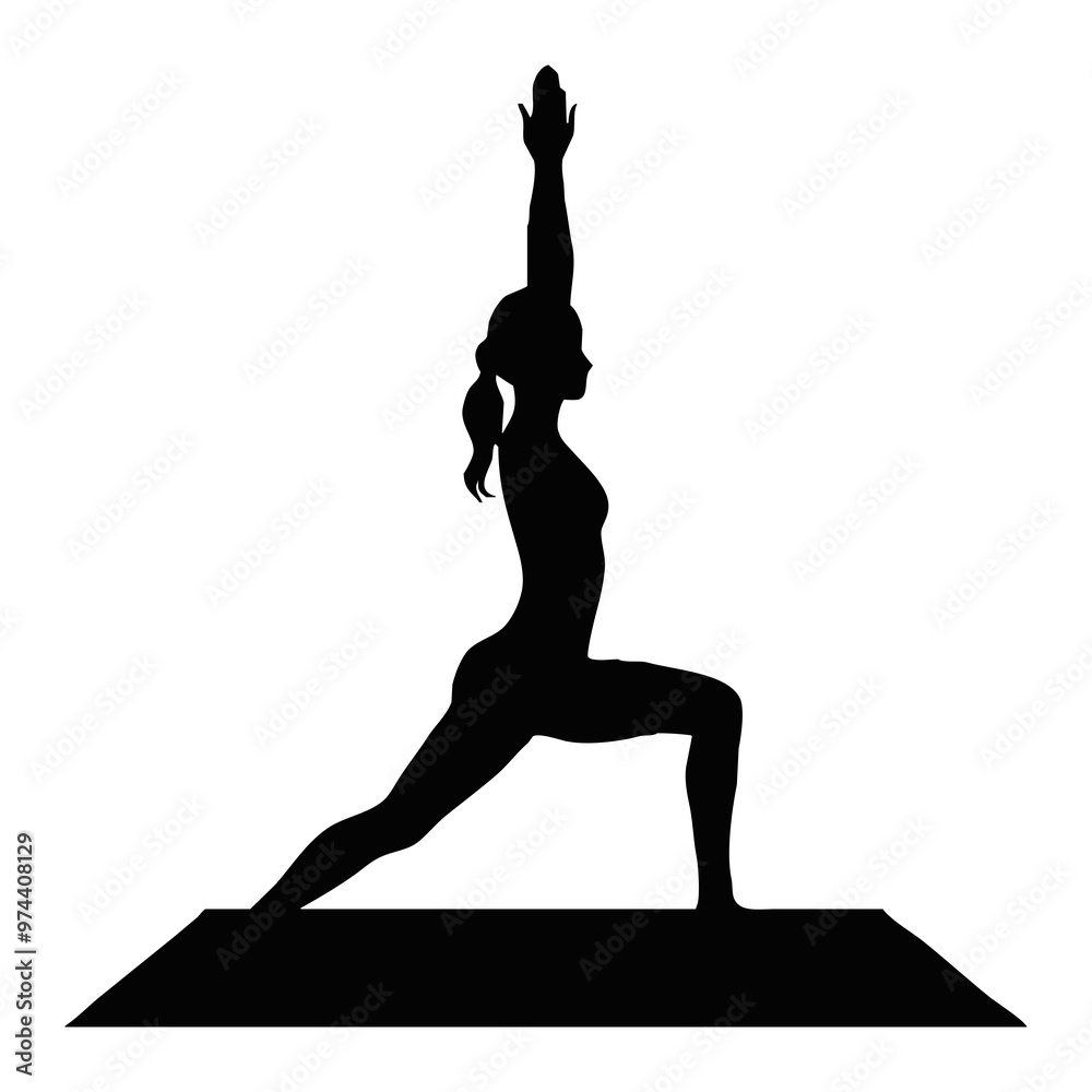 Yoga pose silhouette. Black icon on white background Yoga pose silhouette. Black icon on white background