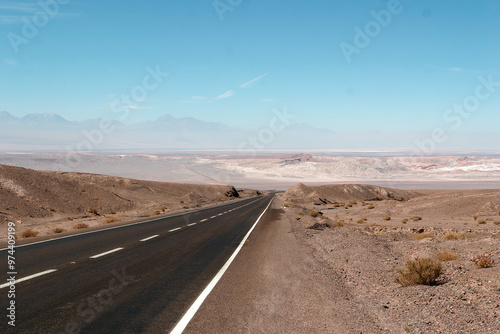 Photography Endless asphalt road disappearing into the horizon in the middle of the driest d