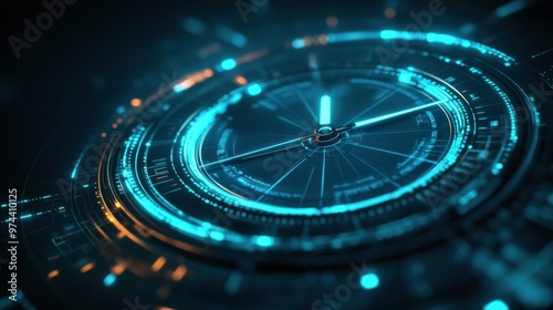 Wallpaper Mural A futuristic time icon with digital hands on a sleek clock face, displaying a modern take on timekeeping Torontodigital.ca