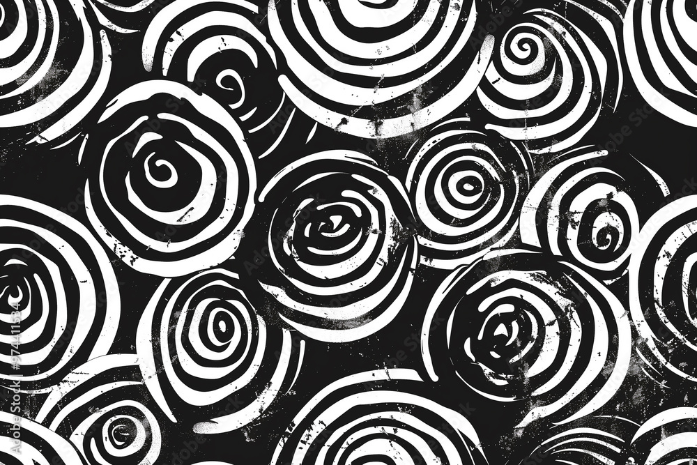 Fototapeta premium Abstract spirals doodle pattern: circular swirls and short lines in creative design