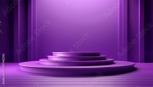 Podium purple stage display showcase product branding story background