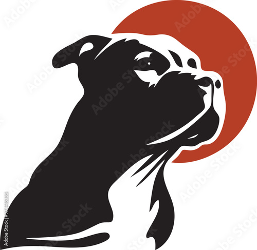 Canvastavla American Staffordshire Terrier Head Silhouette, minimalist vector illustration