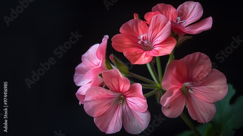 Beautiful geranium flowers on dark background lovely flowers