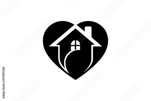 Human Hearth Home Care Logo Design Icon Creative silhouette black Vector Illustration